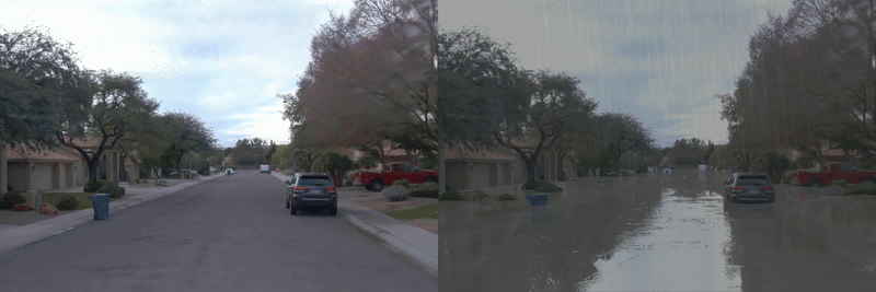 RainyGS controllable rain synthesis at multiple intensities