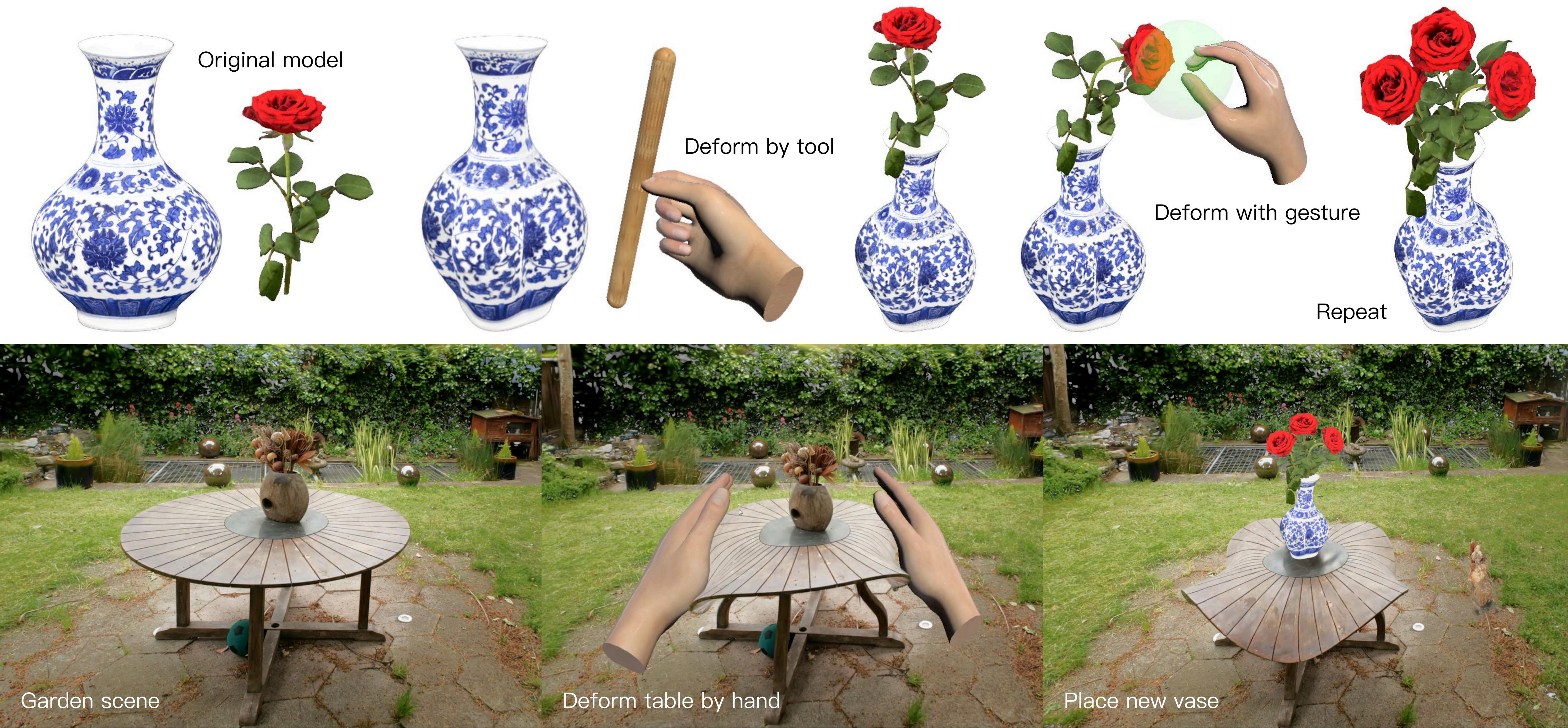VR-Doh hands-on modeling and object-editing examples